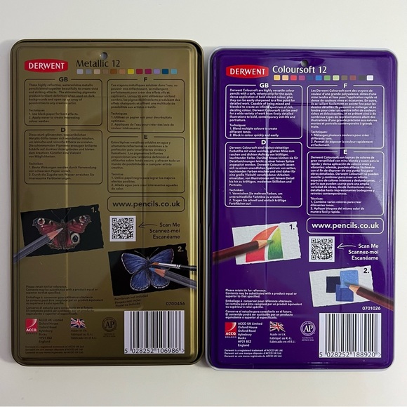 Derwent Coloursoft 12 Colored Pencils Metallic Pencils Drawing Coloring 4mm - Picture 6 of 7